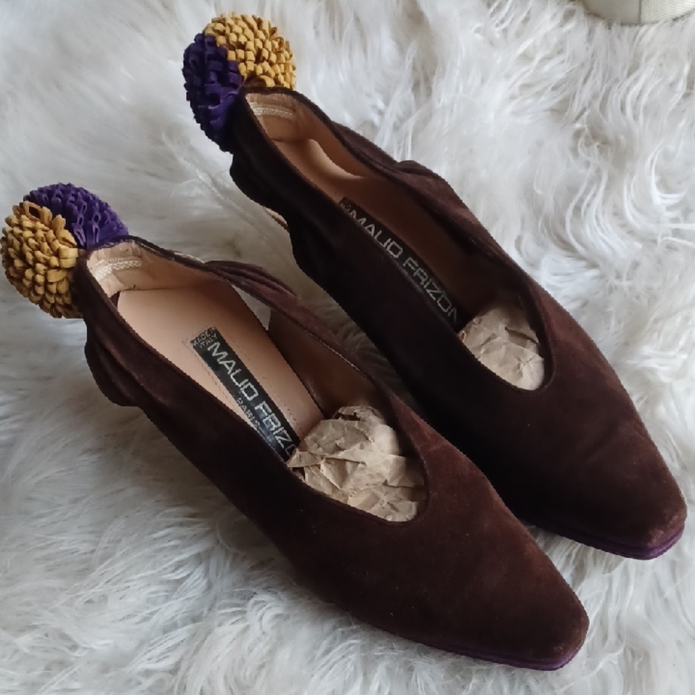 Vintage MAUD FRIZON Italian Suede Unique Heels